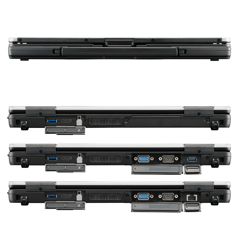 SANTIA Toughbook FZ55-MK1 HD Toughbook FZ55 Full-HD - FZ55 HD assemblé sur mesure - Face avant et face arrière (baie modulaire arrière)
