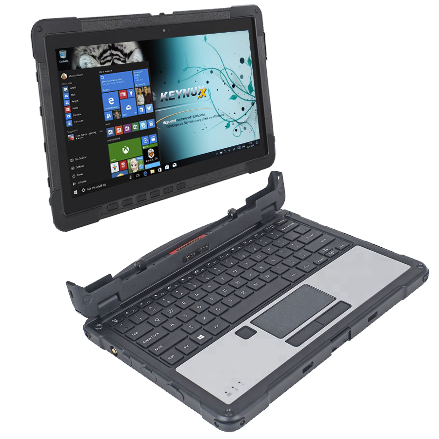 Tablette KX-11X - Tablet-PC 2-en1 tactile durci militarisée IP65 incassable, étanche, très grande autonomie - KX-11X - SANTIA